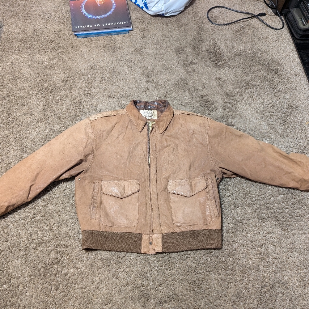 VTG G-III Leather A2 Bomber Jacket Mens Large Brown Pilot Global Identity